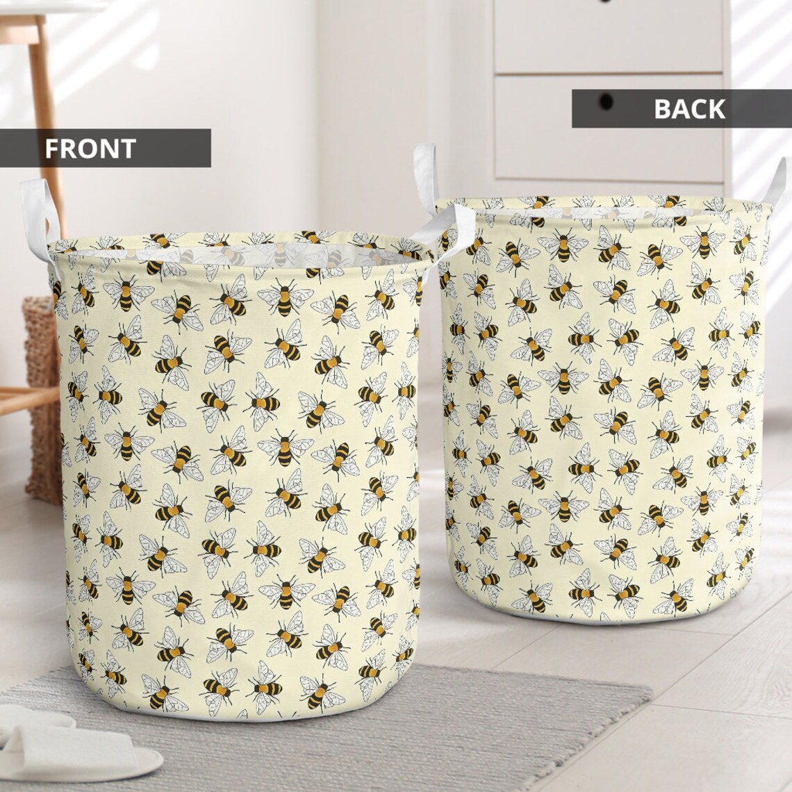 Awesome Bees Laundry Basket Wicker Laundry Basket Storage Etsy