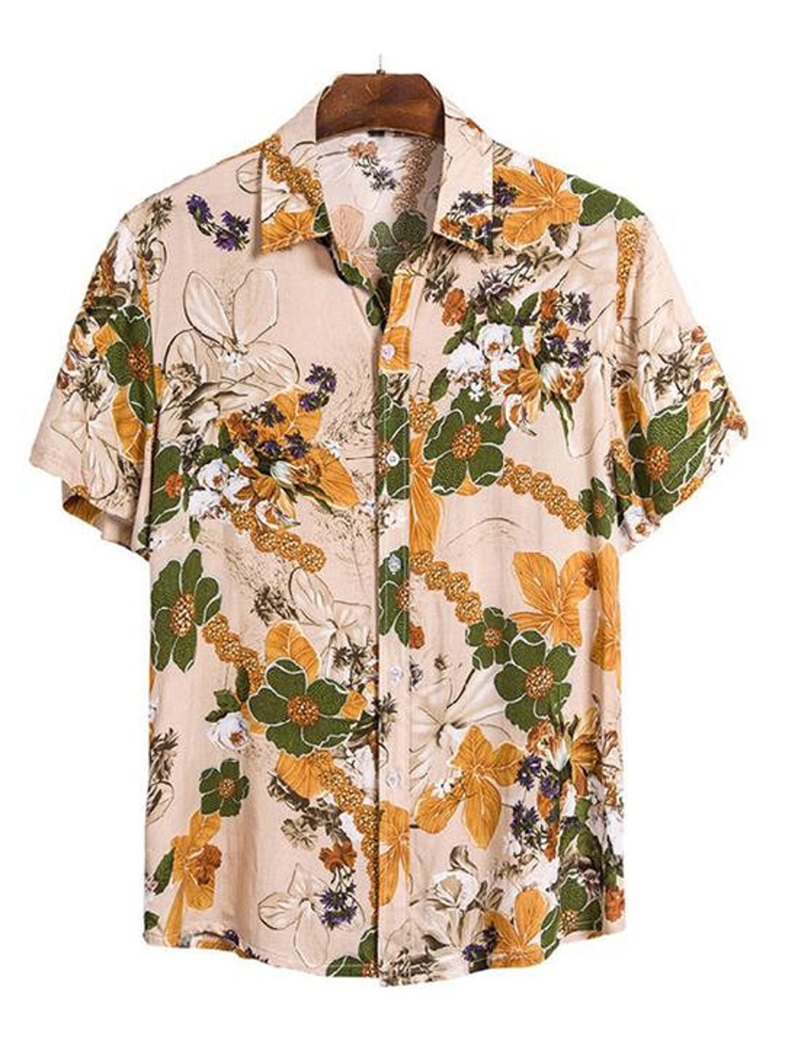 Men's Tropical Floral Print Button Short Sleeve Shirt | Etsy