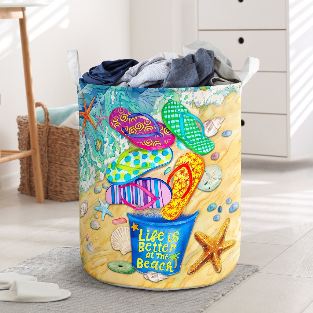 Beach Cute Laundry Basket Wicker Laundry Basket Storage Etsy