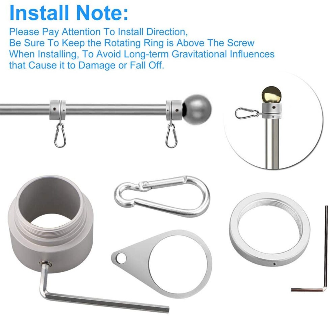 2 Pack Flagpole Ring Set 360 Rotating Flag Mounting Ring Etsy