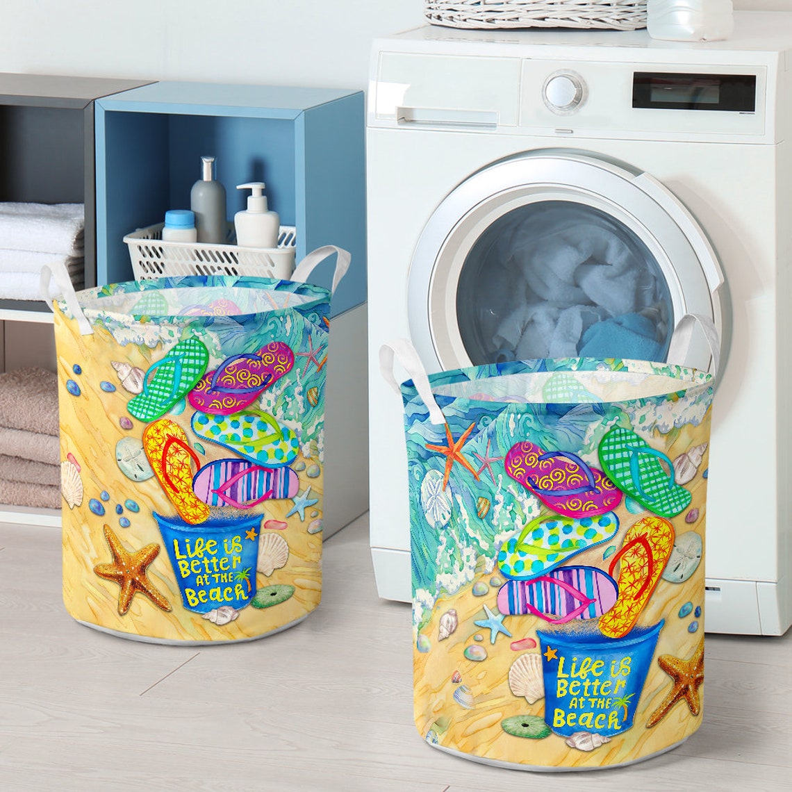 Beach Cute Laundry Basket Wicker Laundry Basket Storage Etsy