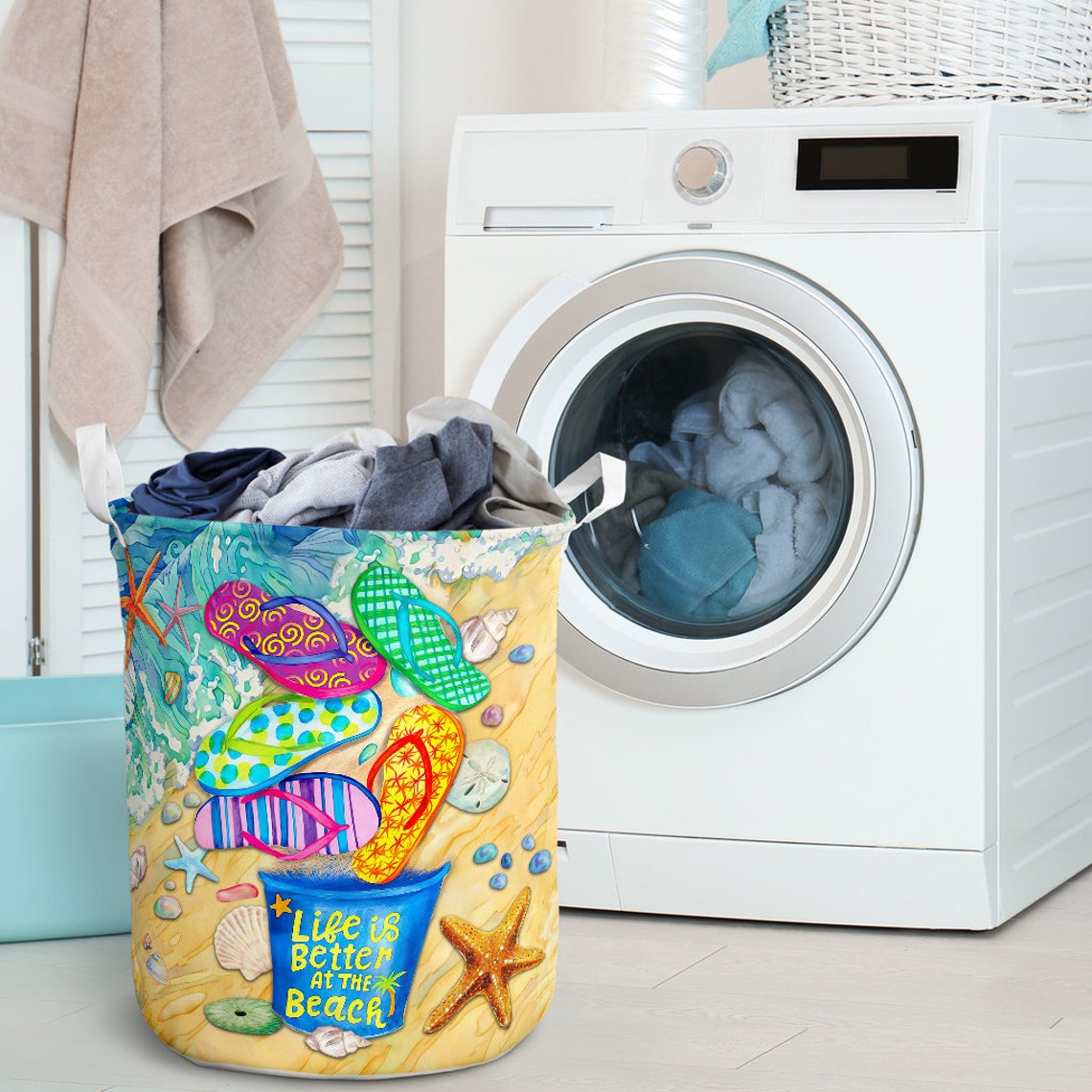 Beach Cute Laundry Basket Wicker Laundry Basket Storage Etsy