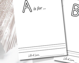 Baby Shower ABC Printable Book | Blank Baby’s First ABC Booklet | Printable Baby Alphabet Book | Baby Shower Activities ABC Coloring Book