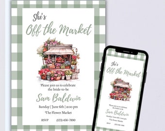 Off the Market Bridal Shower Invitation | Editable Digital Download | Bride to Be Invitation | Farmers Market Theme Invitations