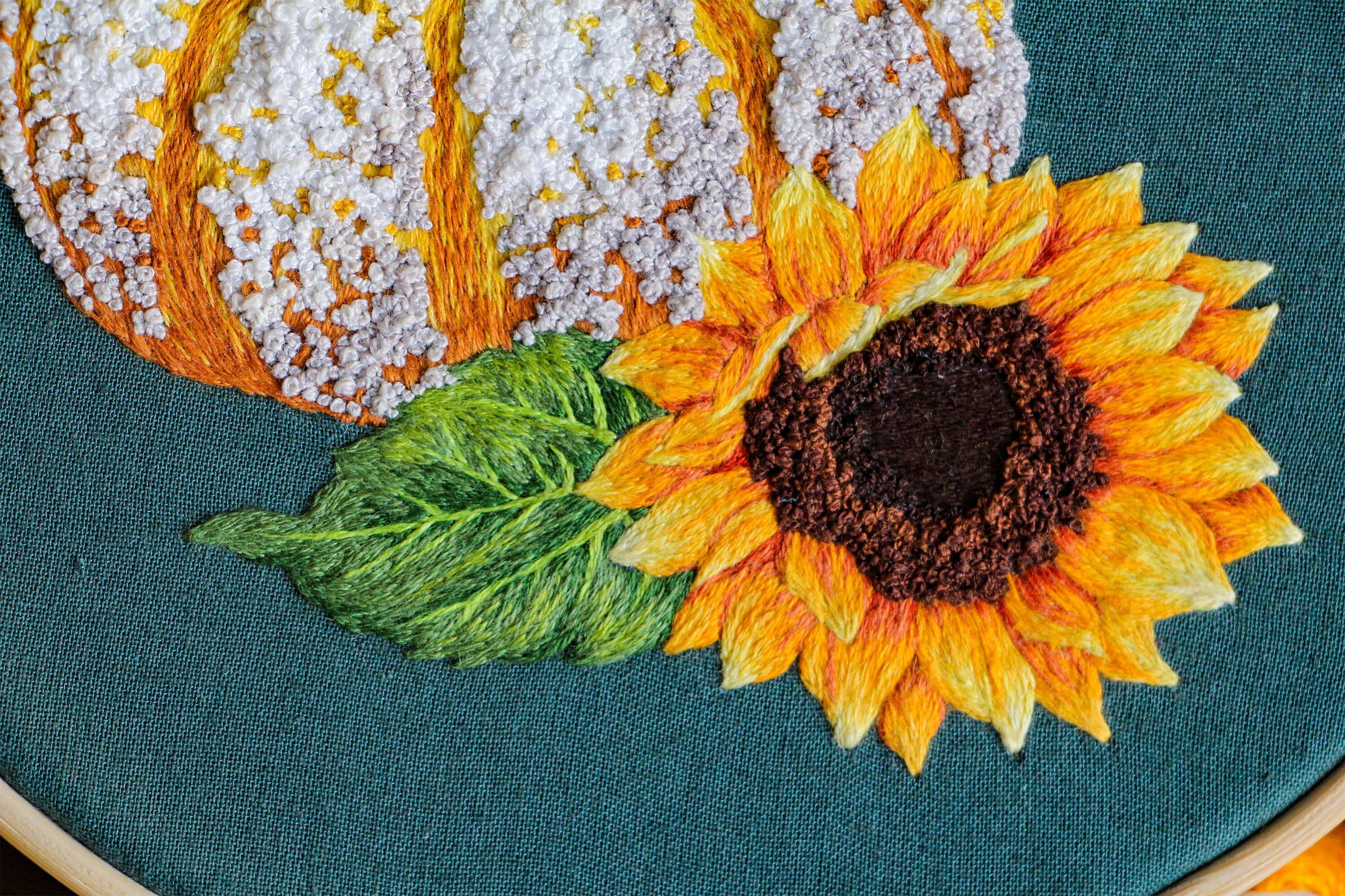 Autumn Pumpkin and Sunflower Hand Embroidery Pattern, PDF Download, DIY ...