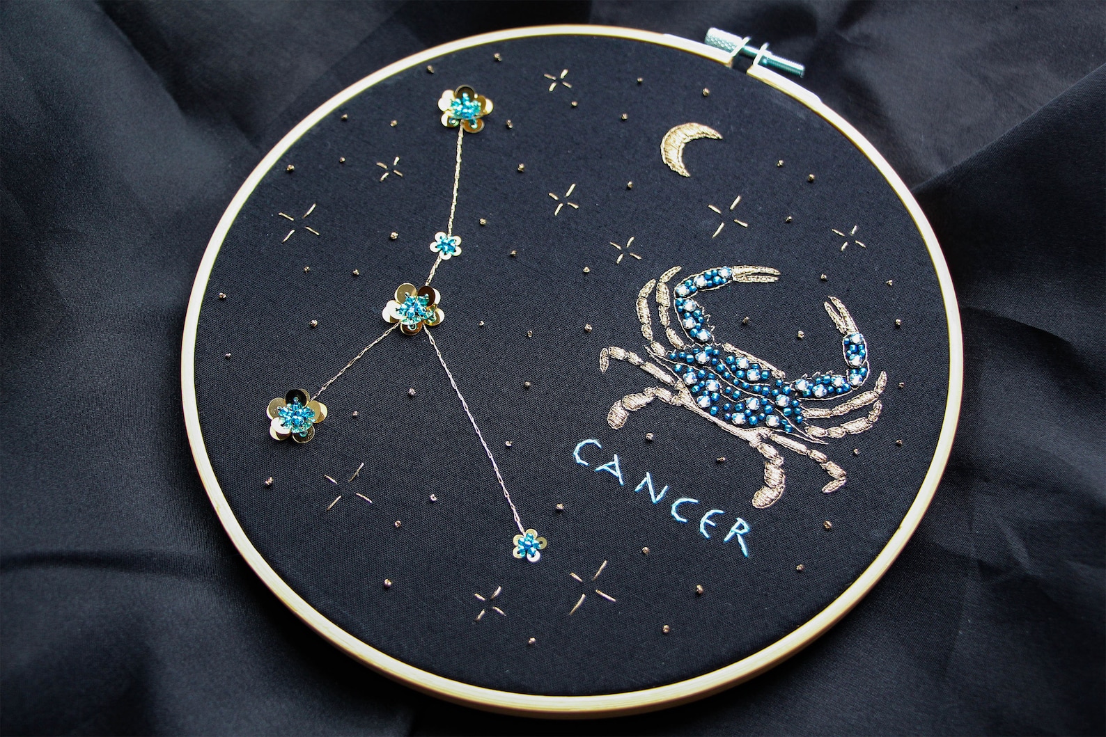 Cancer Zodiac Hand Embroidery Pattern, Downloadable PDF, DIY Bead ...