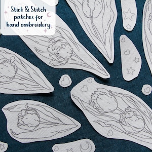Tulips Stick and Stitch Embroidery Stickers: Wash Away Pattern Transfers
