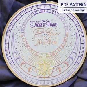 Sunrise Inspirational Quote Hand Embroidery Pattern, PDF Download, Beginner Thread Painting Hoop Art