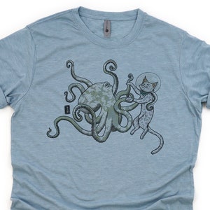Octopus and Cat Dance T-shirt - Graphic Tee