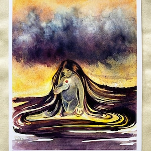 Pele Fire Goddess Illustration, 11 x 14 Matted Print
