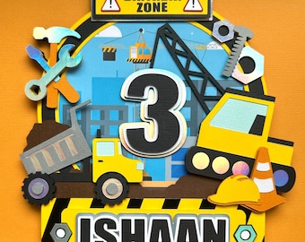 Construction Cake Topper, Trucks Birthday Party Decor