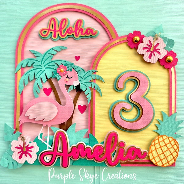 Flamingo Cake Topper, Tropical Cake Topper, Flamingo Party decor, Tropical Party, Tropical Flamingo birthday, Tropical Party Decorations