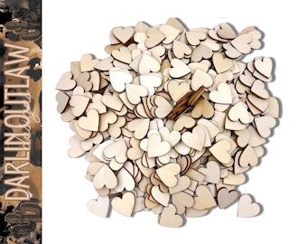 Choose Size and Qty -.25"-2” 50-200 Bulk Pieces, Wooden craft Hearts, DIY Craft Supplies Plywood Heart, Wood shape Disc Blank cutout slices