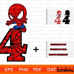 4 ° compleanno ragazzo svg, quarto compleanno ragazzo Spiderman, compleanno ragazzo clipart, compleanno ragazzo adesivo, compleanno svg per ragazza, compleanno svg regalo