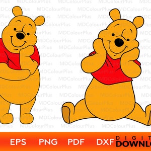 Winnie the Pooh svg layered Cut File Cricut / winnie the pooh png clipart / dxf for silhouette Studio / winnie svg
