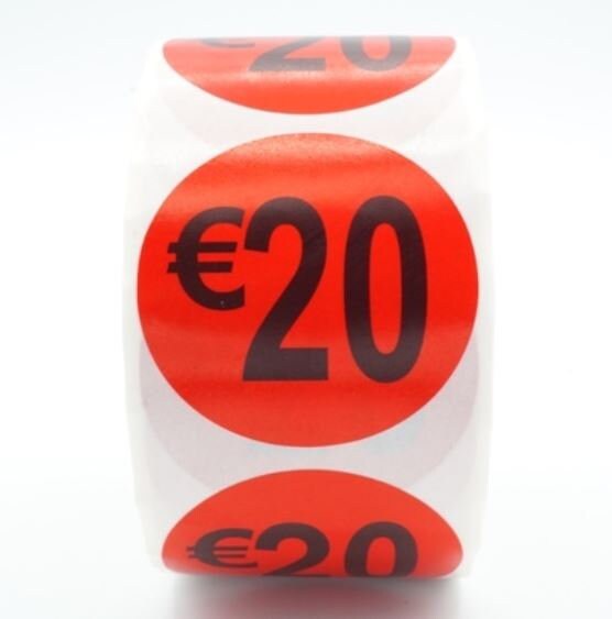 Price stickers on roll 20 euro 3.5cm 500 pieces Etsy
