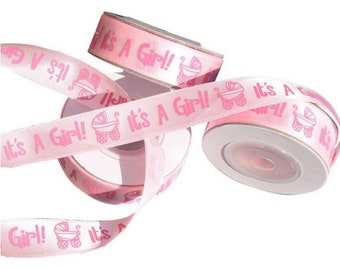 10 meter lint roze it's a girl - geboorte 1,5 cm