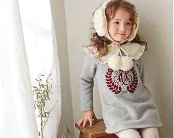 Lea girl dress gray, fall cute sweater, girl clothes, thanksgiving dress, trendy toddler clothes