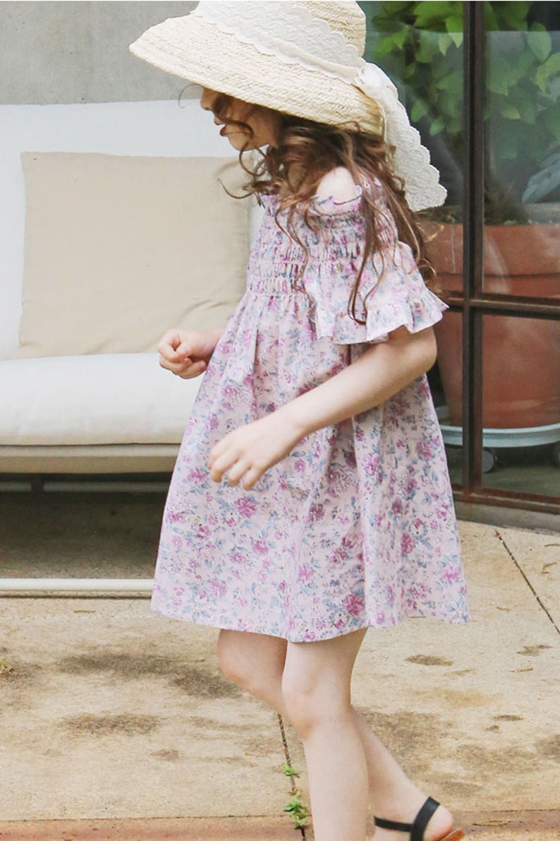 Spia girl cotton 100% dress vintage flower pattern, European style retro, girl clothes, toddler clothes, baby girl dress for summer, image 2