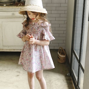 Spia girl cotton 100% dress vintage flower pattern, European style retro, girl clothes, toddler clothes, baby girl dress for summer, image 3