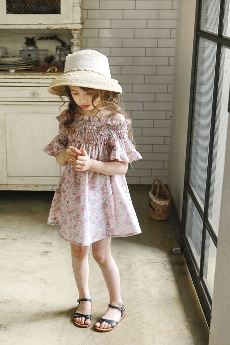 Spia girl cotton 100% dress vintage flower pattern, European style retro, girl clothes, toddler clothes, baby girl dress for summer, image 3