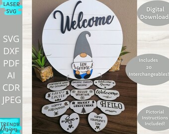 Download Interchangeable Gnome Laser Cut Files Svg Pdf 24 Shapes Etsy