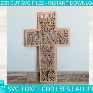 Unser Vater Kreuz Svg, religiöse Svg, Glowforge Svg, Laser Cutter Dxf geschnitten Datei, digitaler Download, kommerzielle Nutzung