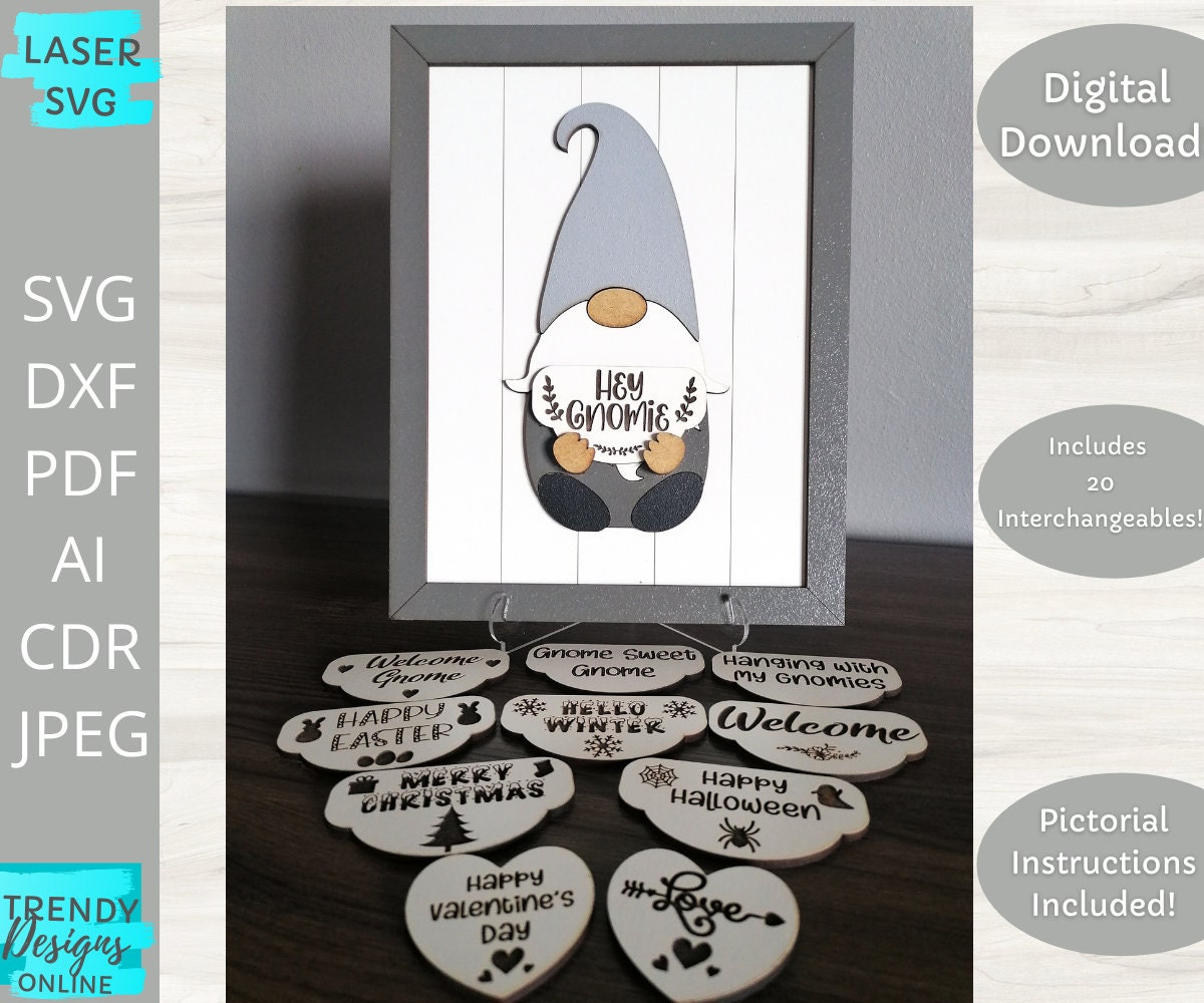 Download Interchangeable Gnome svg Welcome Gnome file Shiplap Frame ...