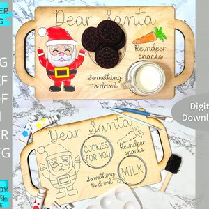 Cara bacheca Santa svg, Babbo Natale e Renna Snack Vassoio svg, Biscotti e Vassoio Latte svg, Download digitale, Uso commerciale