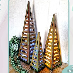 Arbre de Noël 3D svg, Ensemble trio d’arbres de Noël debout de ferme, Découpe laser prête glowforge, Téléchargement numérique, Utilisation commerciale