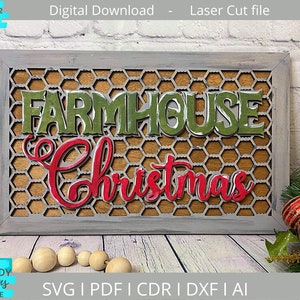 Farmhouse Christmas sign svg file, Christmas Chicken wire svg, Téléchargement numérique, Glowforge Ready svg, Fichier découpé au laser, Utilisation commerciale