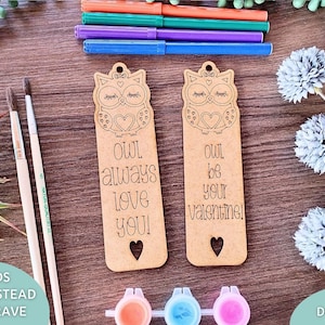 Eule Valentinstag DIY Lesezeichen svg Datei, Klassenzimmer DIY Handwerk svg, Digital Download, Glowforge bereit svg, Laser Cut Datei, kommerzielle Nutzung