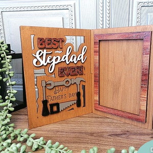 Meilleur beau-père de tous les temps fichier svg, cadre photo fête des pères heureux svg, téléchargement numérique, fichier découpé au laser prêt Glowforge, usage Commercial