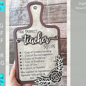 The Perfect Teacher Recept svg-bestand, snijplank svg, Glowforge klaar, laser gesneden bestand, Digitale Download, Commercieel Gebruik