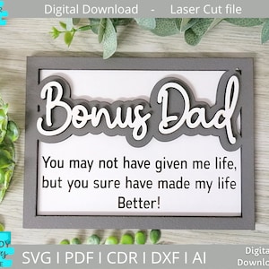 Bonus Papa Mini Zeichen Svg, Vatertag Zeichen Svg, digitaler Download, Glowforge bereit Svg, Laser cut Datei, kommerzielle Nutzung