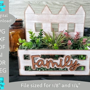 Fence Planter svg bestand, Familie Planter svg, Planter Box svg, Glowforge ready, lasergesneden bestand, Digitaal downloaden, Commercieel gebruik