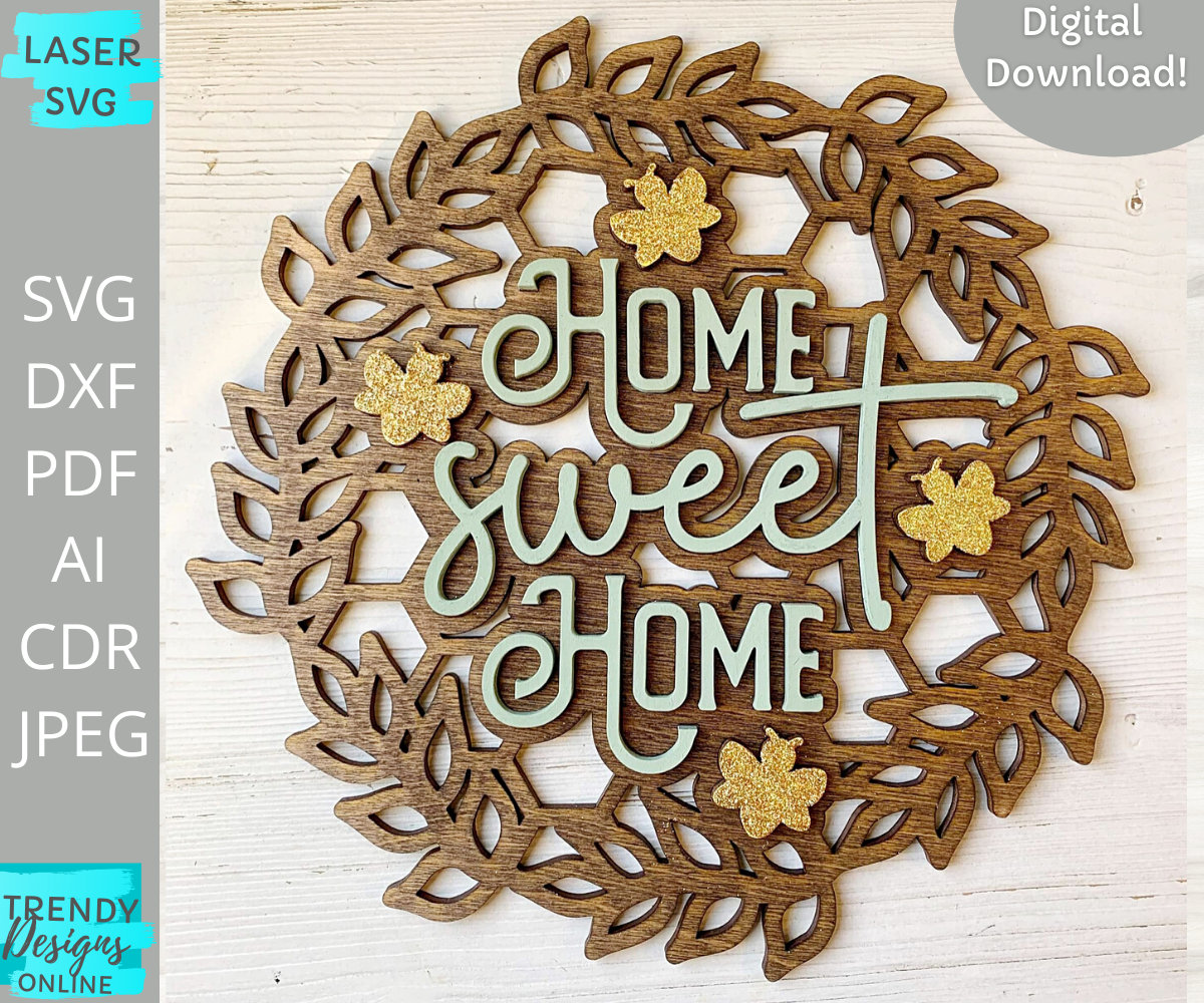 Download Home sweet Home Bee Sign svg Hand drawn Sign svg Glowforge ...
