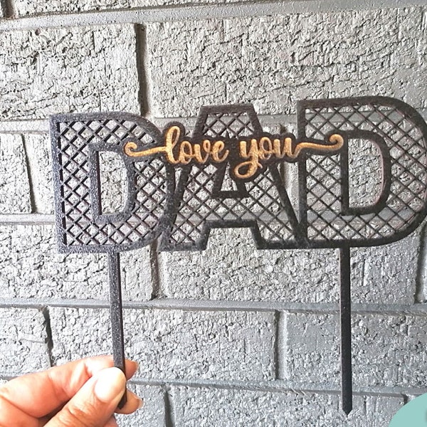 Love you Dad Cake topper svg file, Happy Father's day Cake topper svg, Digital Download, Glowforge Ready Laser Cut file, Commercial Use