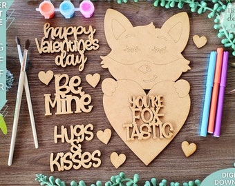 Valentine's Fox DIY Paint kit svg, Fox holding heart DIY Paint Kit svg, Classroom diy svg, Glowforge svg, Digital Download, Commercial Use