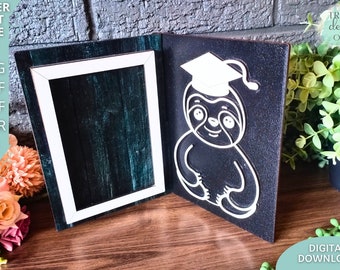 Graduation Photo frame svg, Sloth with Graduation Hat svg, Photo svg, Digital Download, Glowforge Ready Laser Cut file, Commercial Use