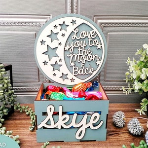 Love you to the moon and Back Crate svg-Datei, Baby-Dusche-Kiste-Box svg, Glowforge ready, laser cut Datei, digitaler Download, kommerzielle Nutzung