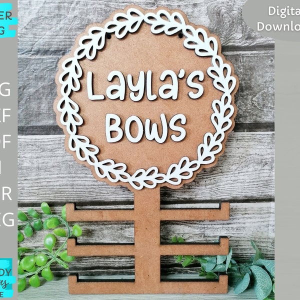 Floral Bow holder svg, Scrunchie holder svg, Glowforge Ready Laser cut file, Digital Download, Commercial Use