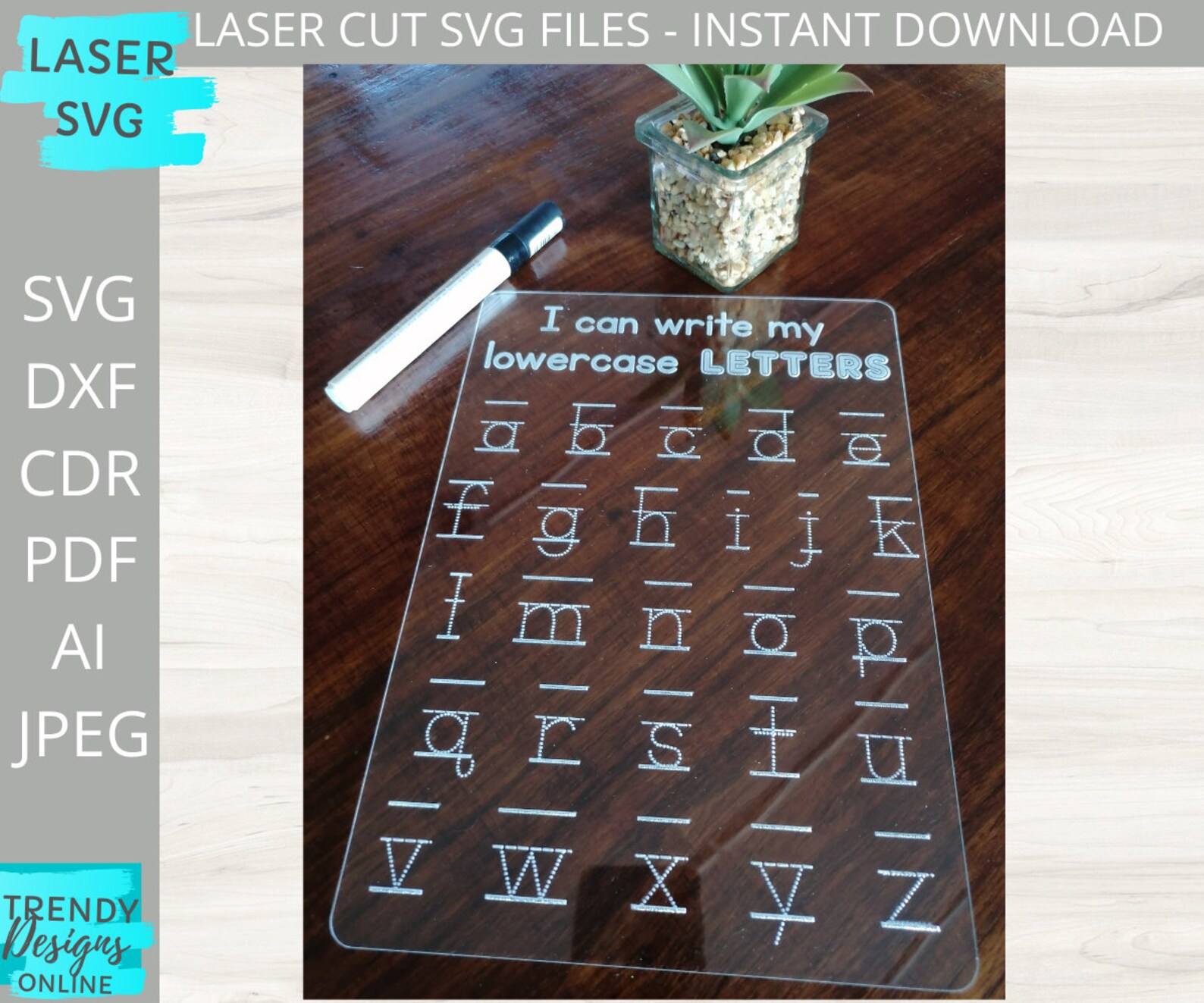 Alphabet Tracing Board svg I can write my Letters svg ABC Etsy