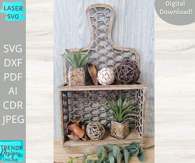 Cutting Board Display Shelf Farmhouse Spice Rack Svg Etsy