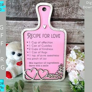 Recipe for Love svg file, Valentines cutting board svg, Glowforge ready, laser cut file, Digital Download, Commercial Use image 2