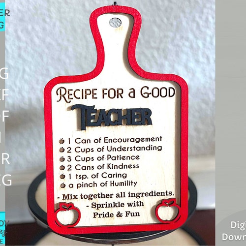 Recipe for a Good Teacher Svg File Cutting Board Svg - Etsy