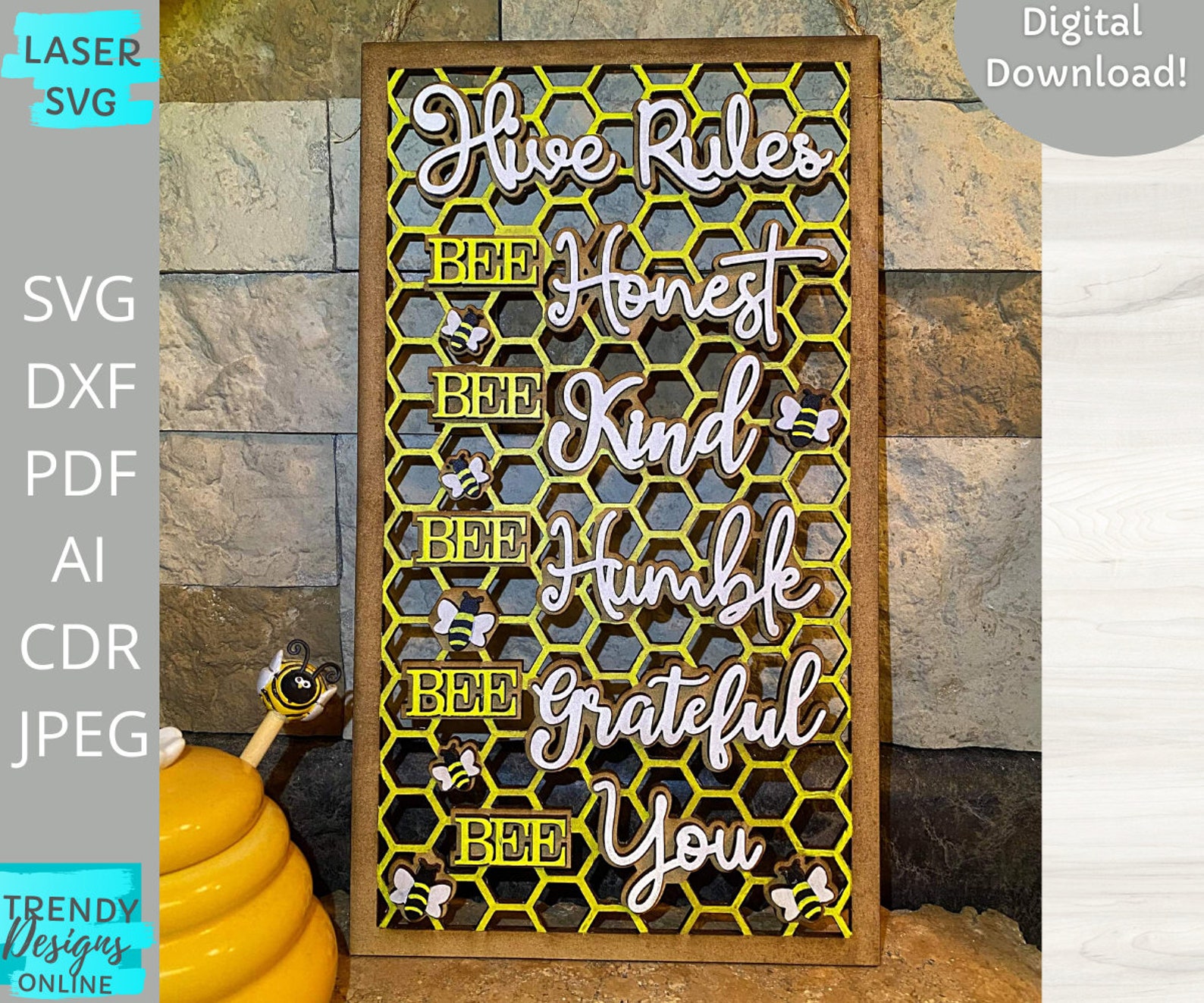 Hive Rules Sign Svg Bee Sign Svg Glowforge Ready File Laser - Etsy