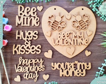 Bee my Valentine DIY Paint kit svg, Mix and Match Valentine's Classroom DIY svg, Glowforge Laser cut svg, Digital Download, Commercial Use