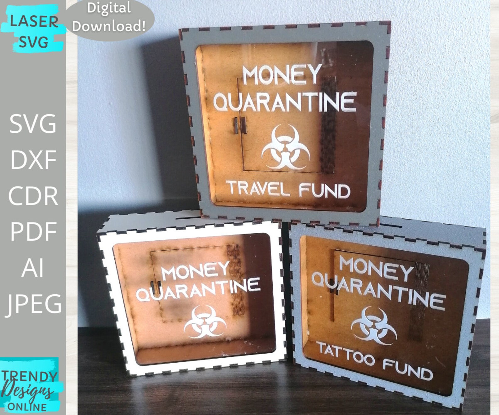 Money Box Svg Travel Fund Box Tattoo Savings Box Money Etsy