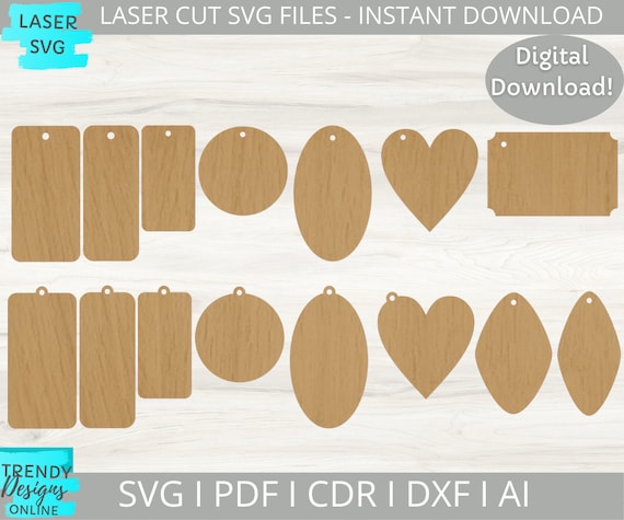 Keyrings Template svg laser cut file Keychains blanks svg | Etsy